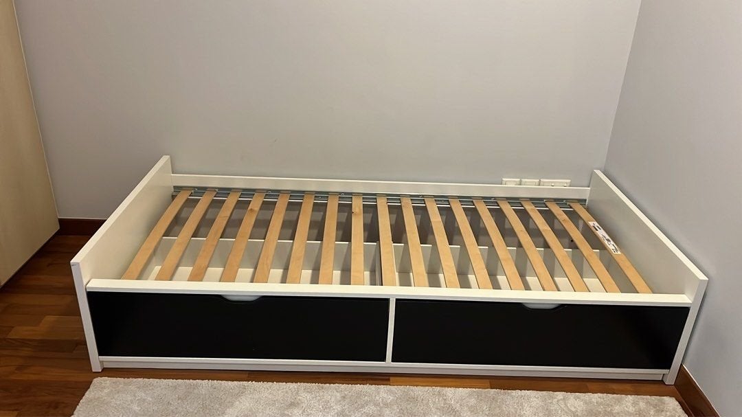 Ikea Flaxa eenpersoonsbed met Ågotnes matras 90x200, Huis en Inrichting, Ophalen, 90 cm, Eenpersoons, Wit