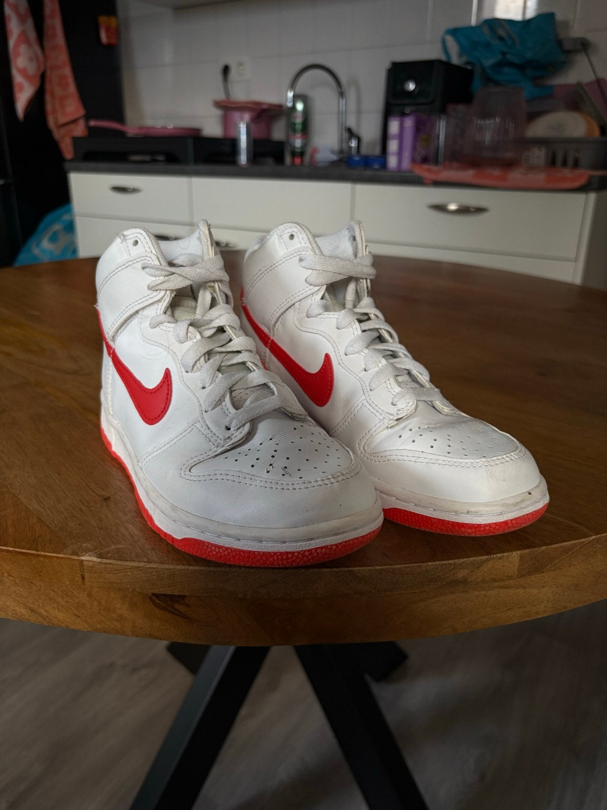 Nike Dunk High GS "Championship White Red" - Maat 36,5, Kinderen en Baby's, Gebruikt, Ophalen of Verzenden, Jongen of Meisje, Sportschoenen