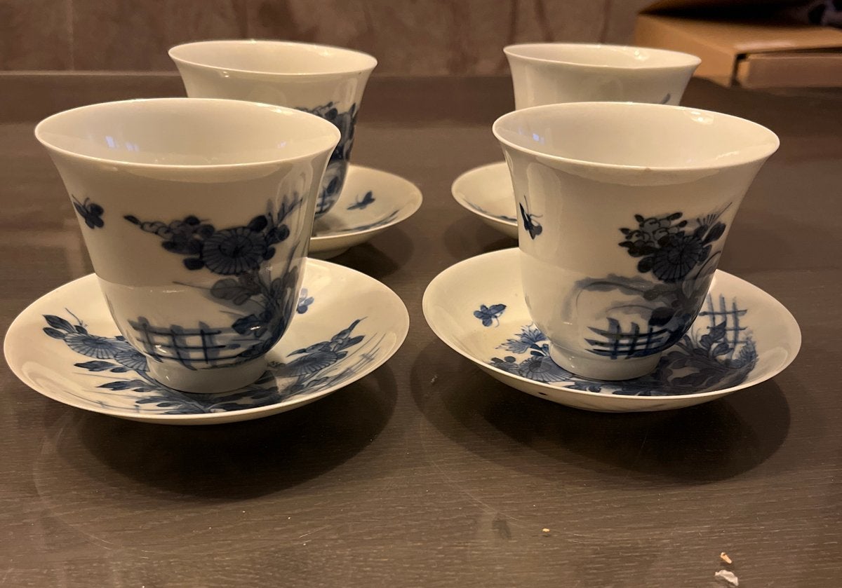 authentiek Japans Hirado-porselein koppen en schotels, Antiek en Kunst, Ophalen of Verzenden