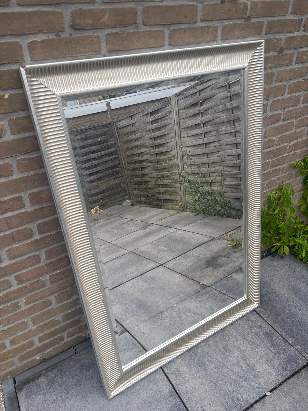 spiegel - zilverkleurig, 91x130 cm, Gebruikt, 100 tot 150 cm, Ophalen of Verzenden, 75 tot 100 cm