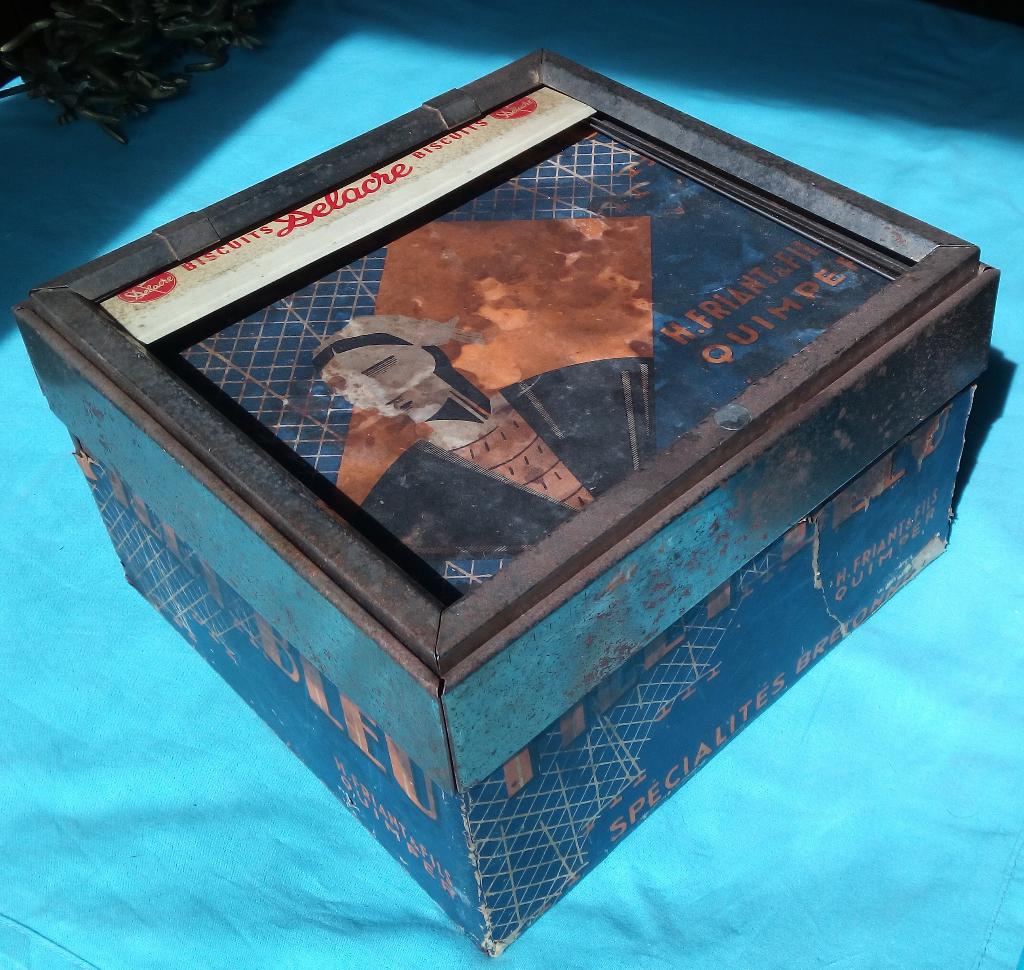 1940s BISCUIT BLIK FILET BLEU WINKELDISPLAY DELACRE BISCUITS, Verzenden, Gebruikt, Overige