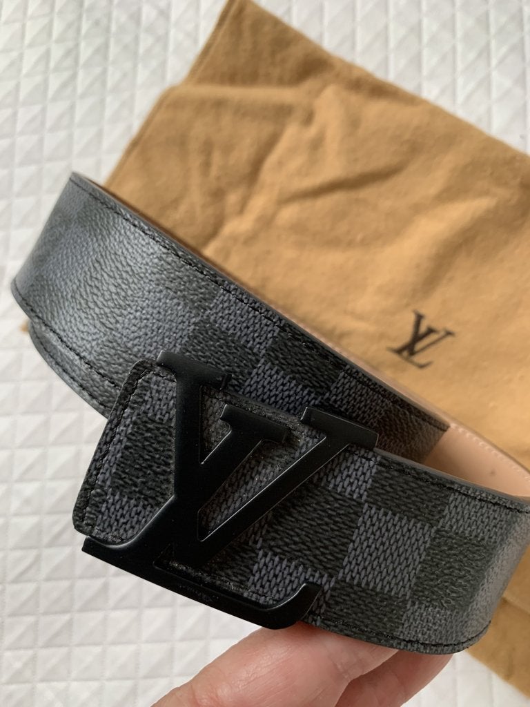 Louis Vuitton ceintuur, damier graphit, zwarte gesp, 105 cm, Verzenden, Louis Vuitton, Tailleriem, Zo goed als nieuw