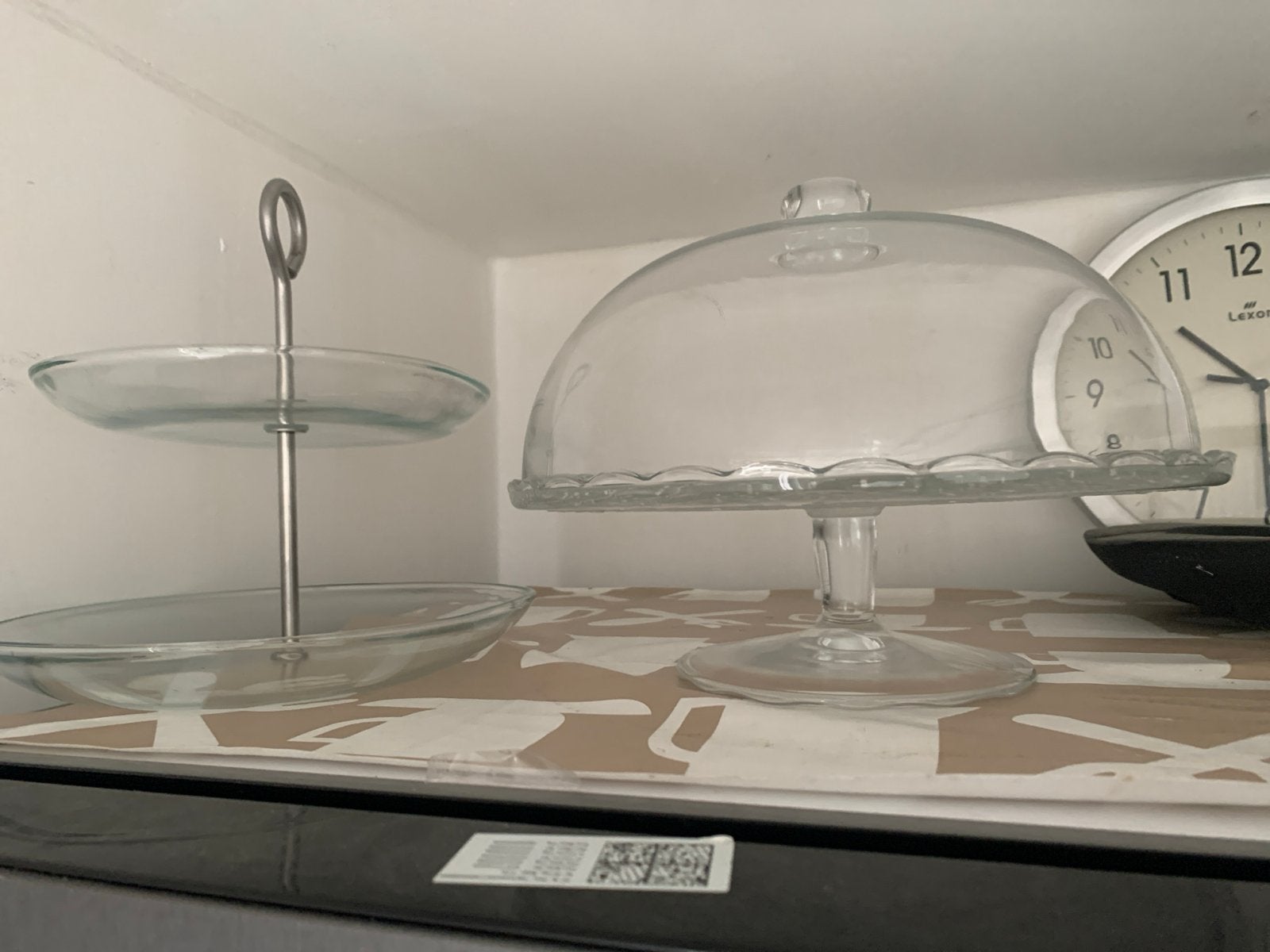 Glazen etagere en taartstolp, Gebruikt, Overige typen, Ophalen of Verzenden, Glas