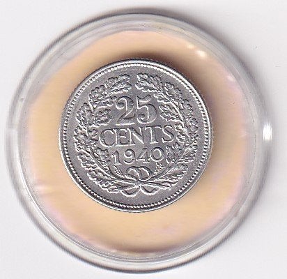 25 Cent 1940 Zeer Netjes, Verzenden, Zilver, 25 cent, Koningin Wilhelmina