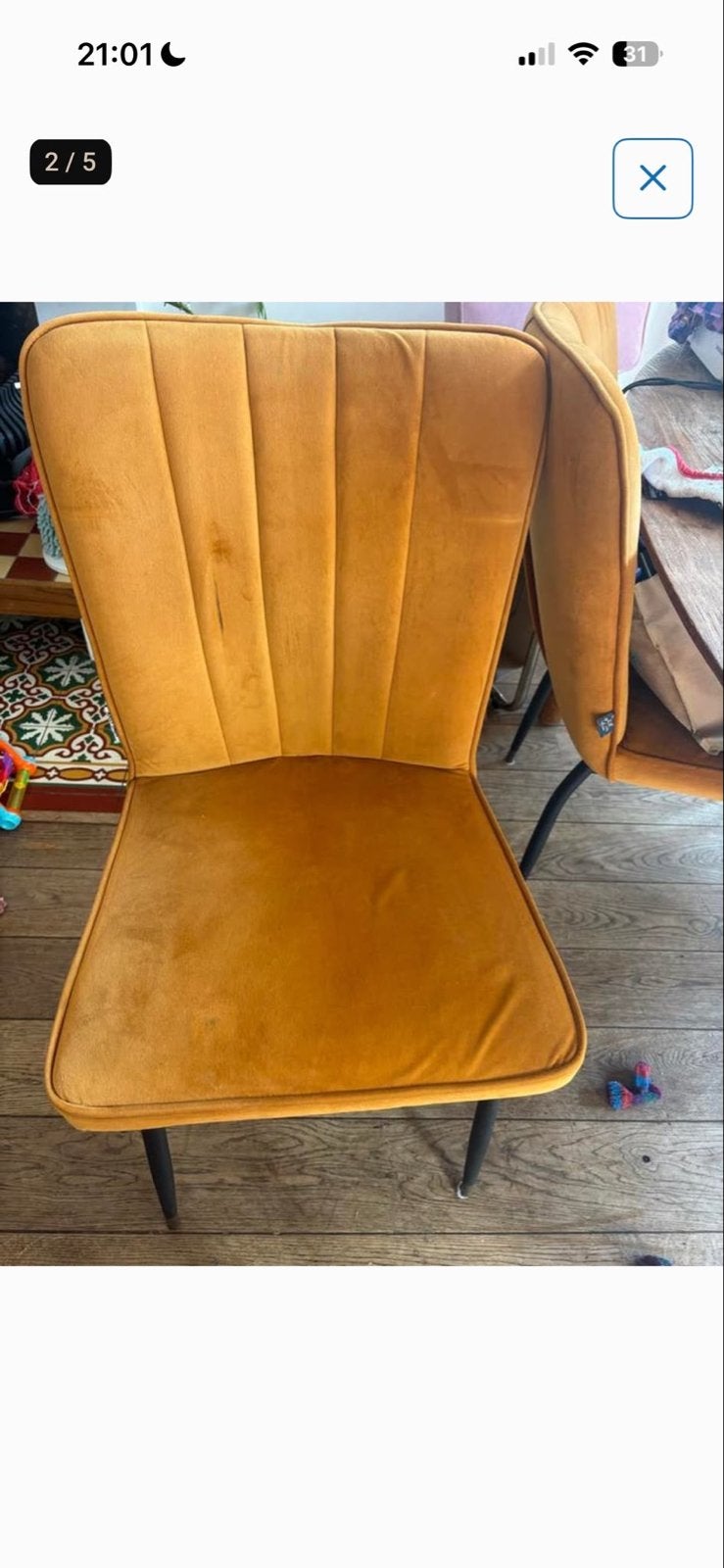 3x Elvis eetkamerstoelen Homestock - Okergeel, Ophalen, Gebruikt, Overige kleuren, Drie