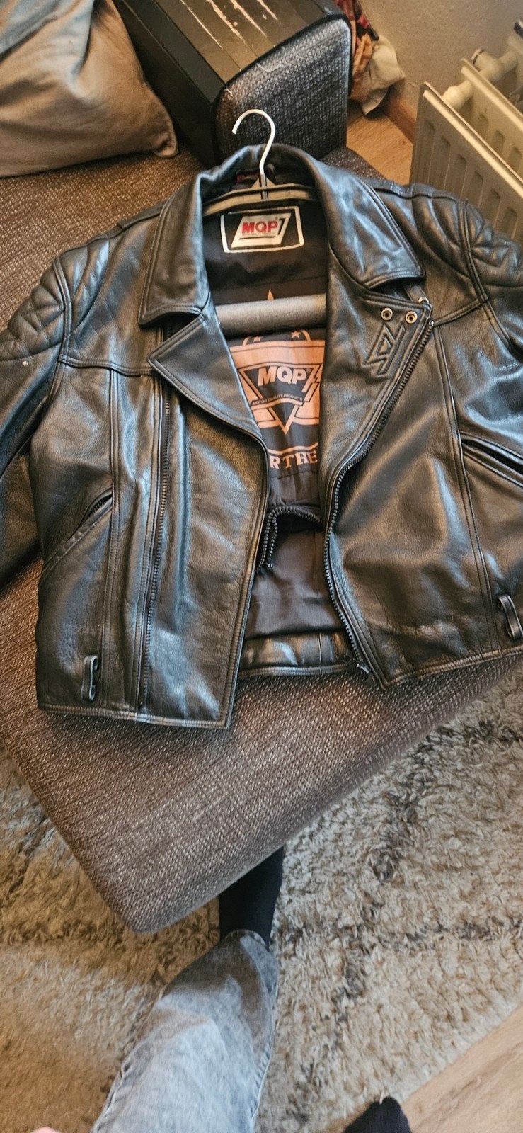 MQP  maat 52& 54 Leren Motorjas en Broek Combipak - Zwart, Ophalen, MQP 52,54, Tweedehands, Heren