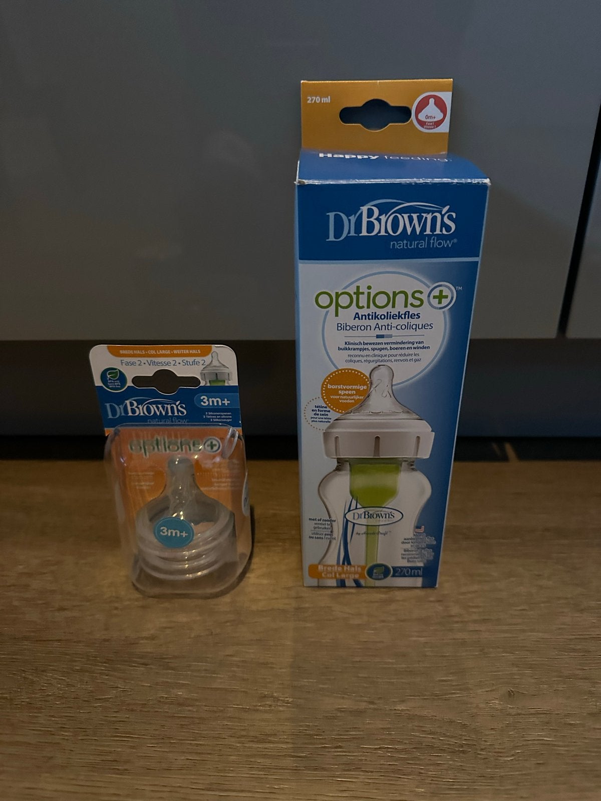 Dr. Brown's Options+ Antikoliekfles 270ml + Speen Maat 2, Ophalen, Babyfles, BPA-vrij, Nieuw