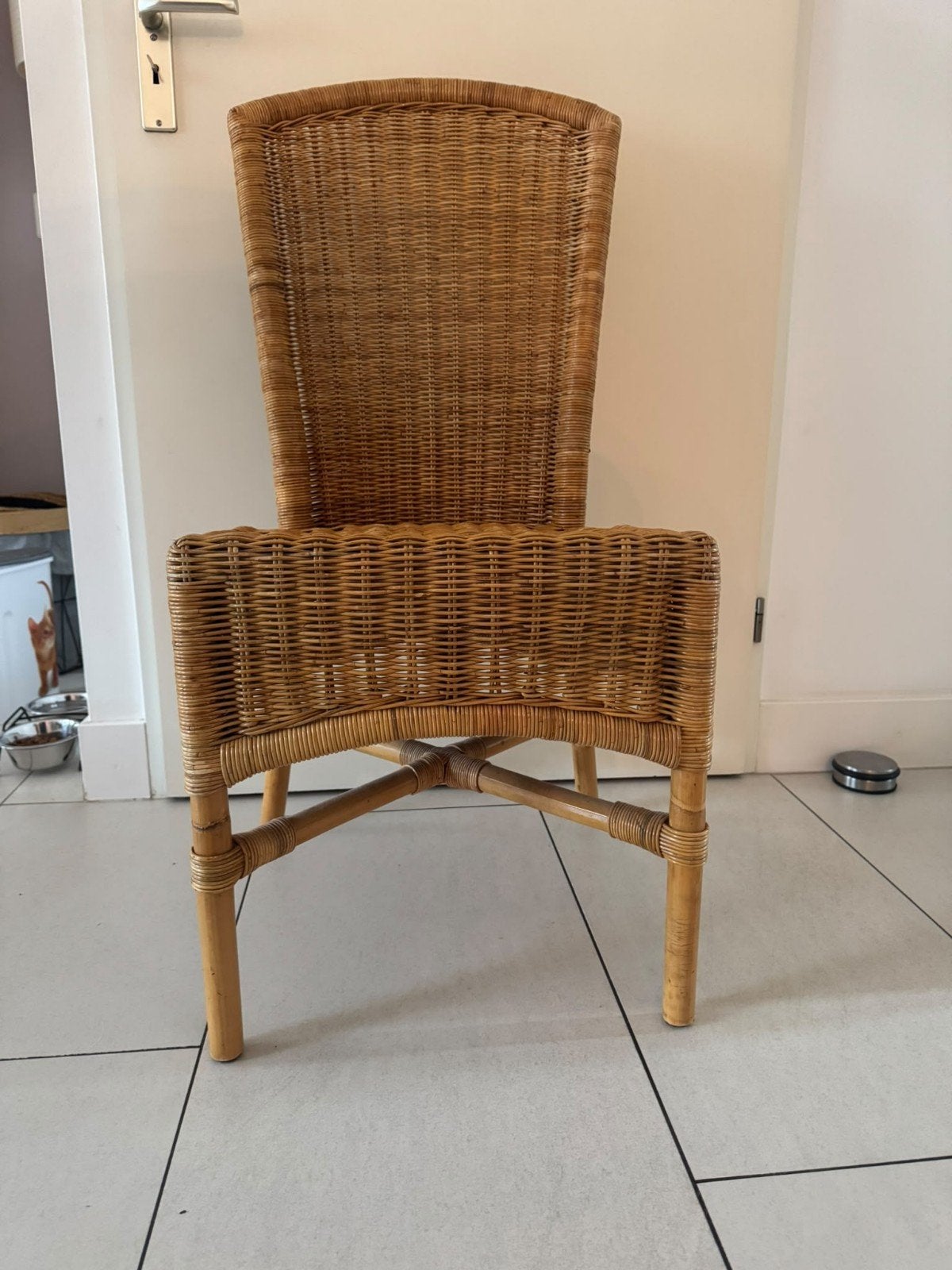 Set van 4 rotan stoelen - Eetkamerstoelen, Ophalen, Gebruikt, Overige kleuren, Riet of Rotan