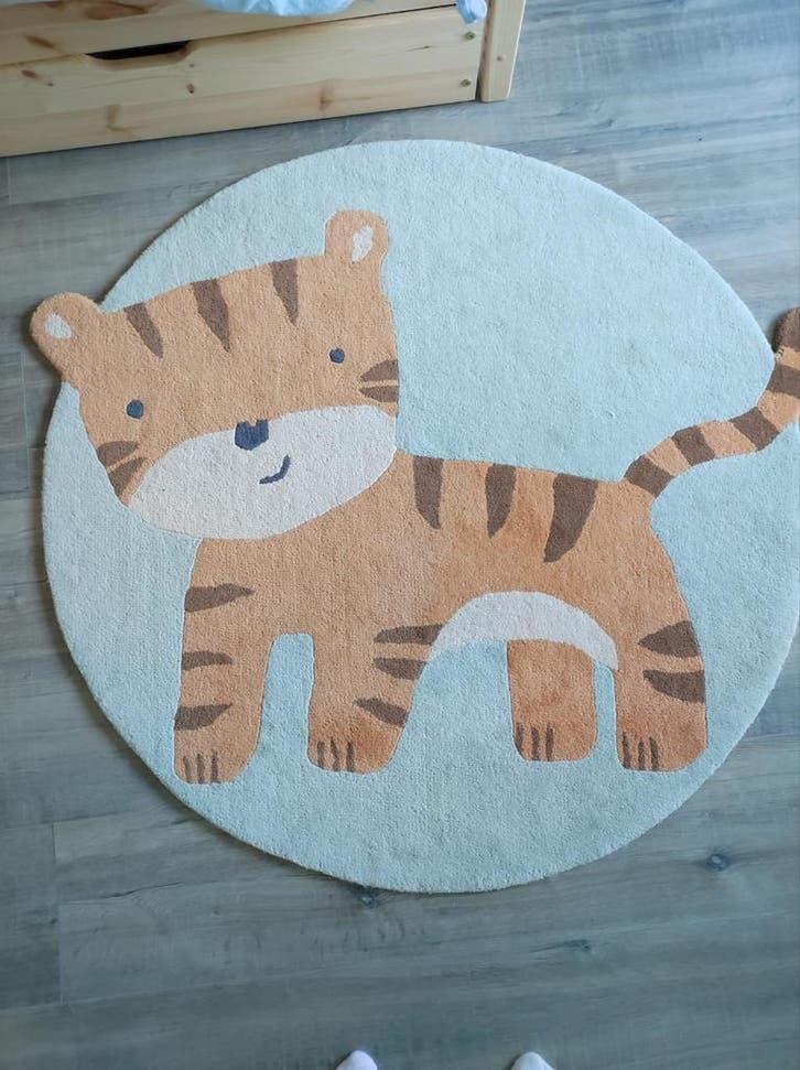 Rond vloerkleed met tijgerprint - Ø 116cm, Ophalen, Gebruikt, Overige kleuren, 150 tot 200 cm