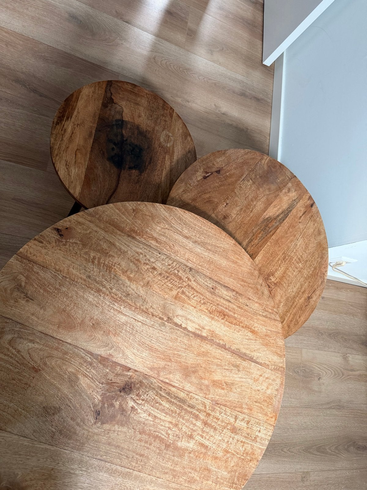 Industriële salontafel set - Gebruikt maar netjes!, Ophalen, Gebruikt, Rond, 50 tot 100 cm