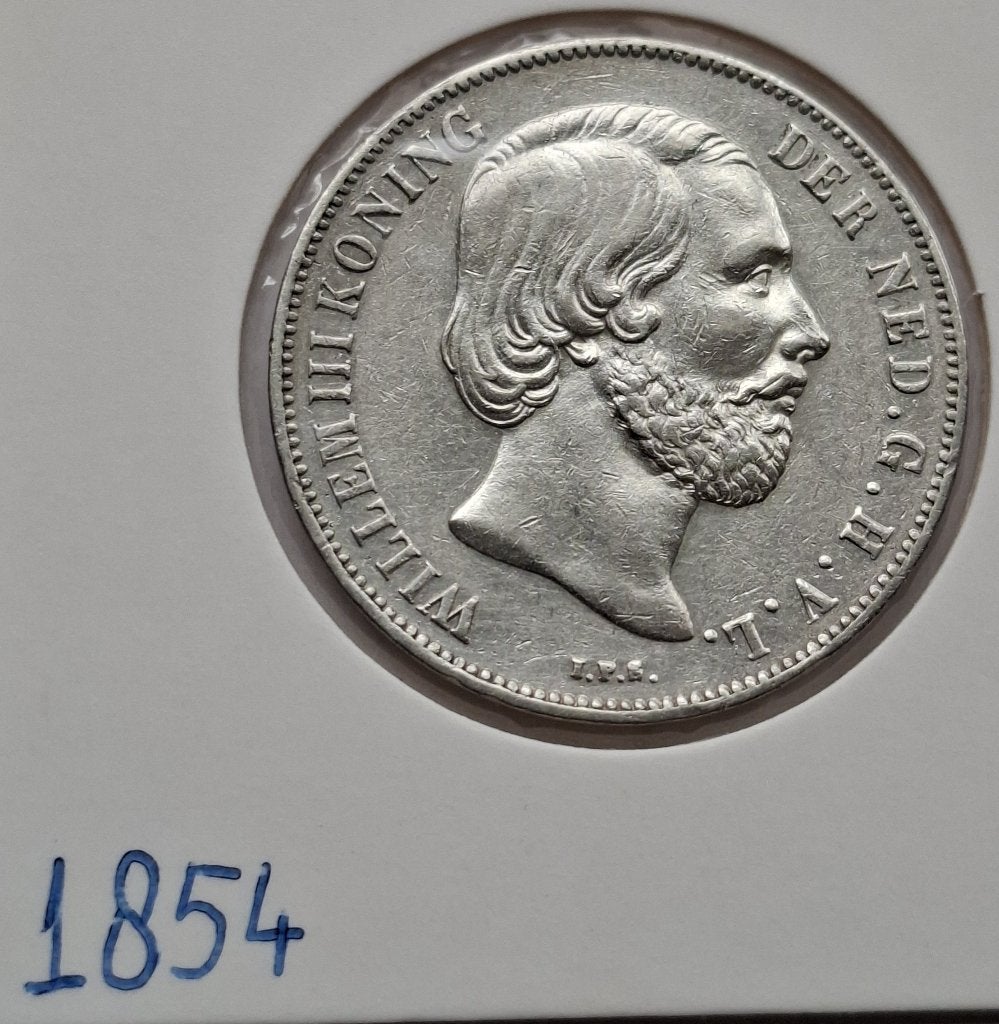 1 Gulden 1854 1ev ( Zfr / Pr ), 1 gulden, Koning Willem III, Zilver, Ophalen of Verzenden