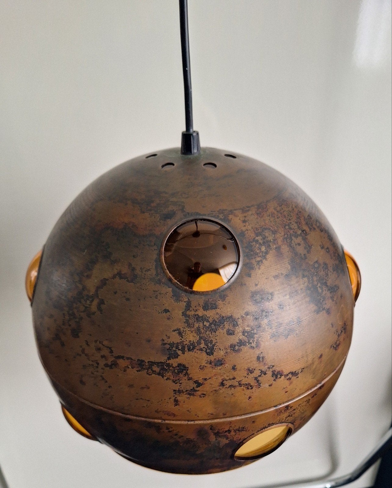 vintage Peill & Putzler hanglamp., Ophalen of Verzenden, Gebruikt, Glas, E27 (groot)