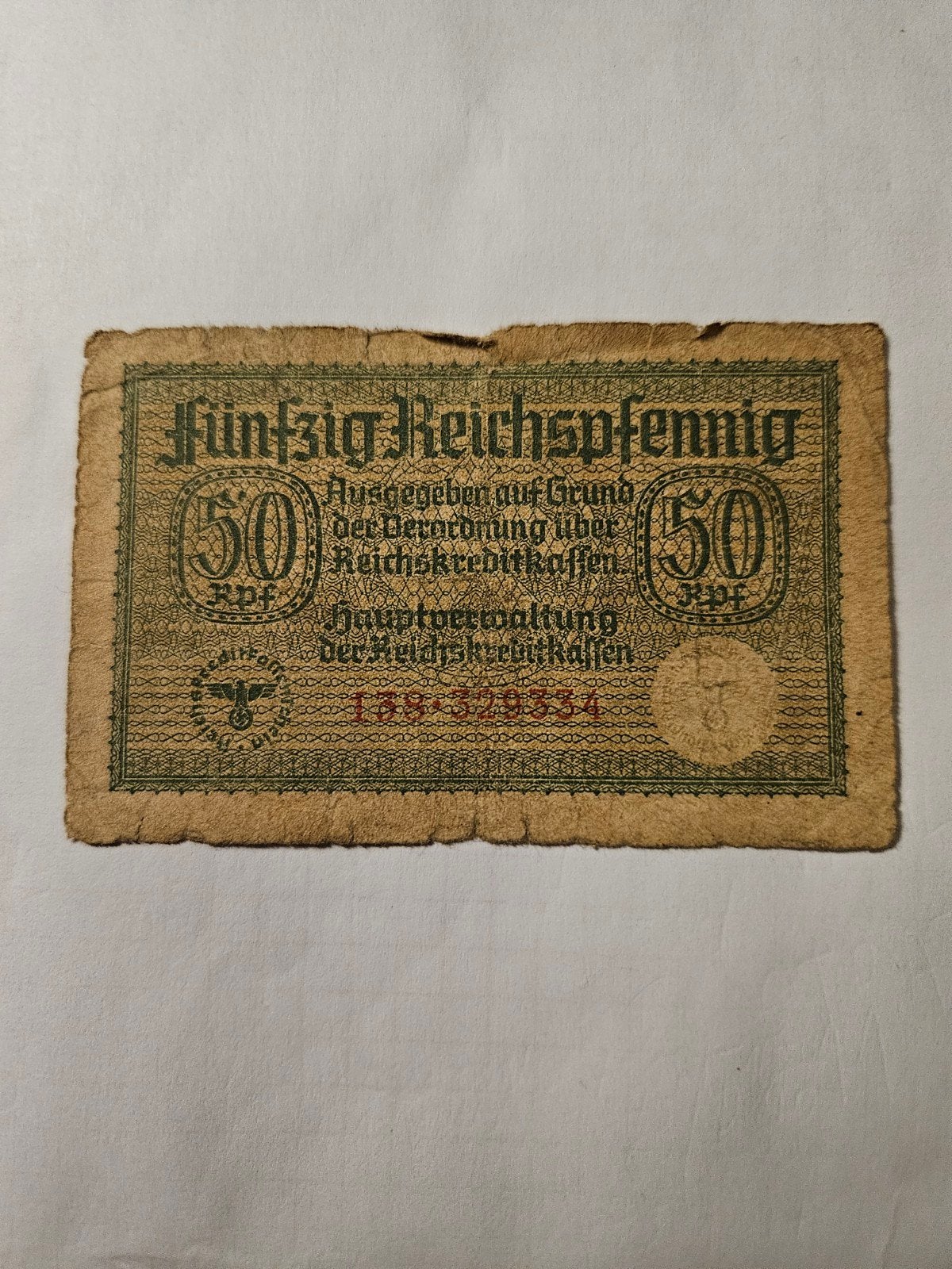 50 reichspfenning Duitsland WWII Derde Rijk, Ophalen of Verzenden, Duitsland, Los biljet