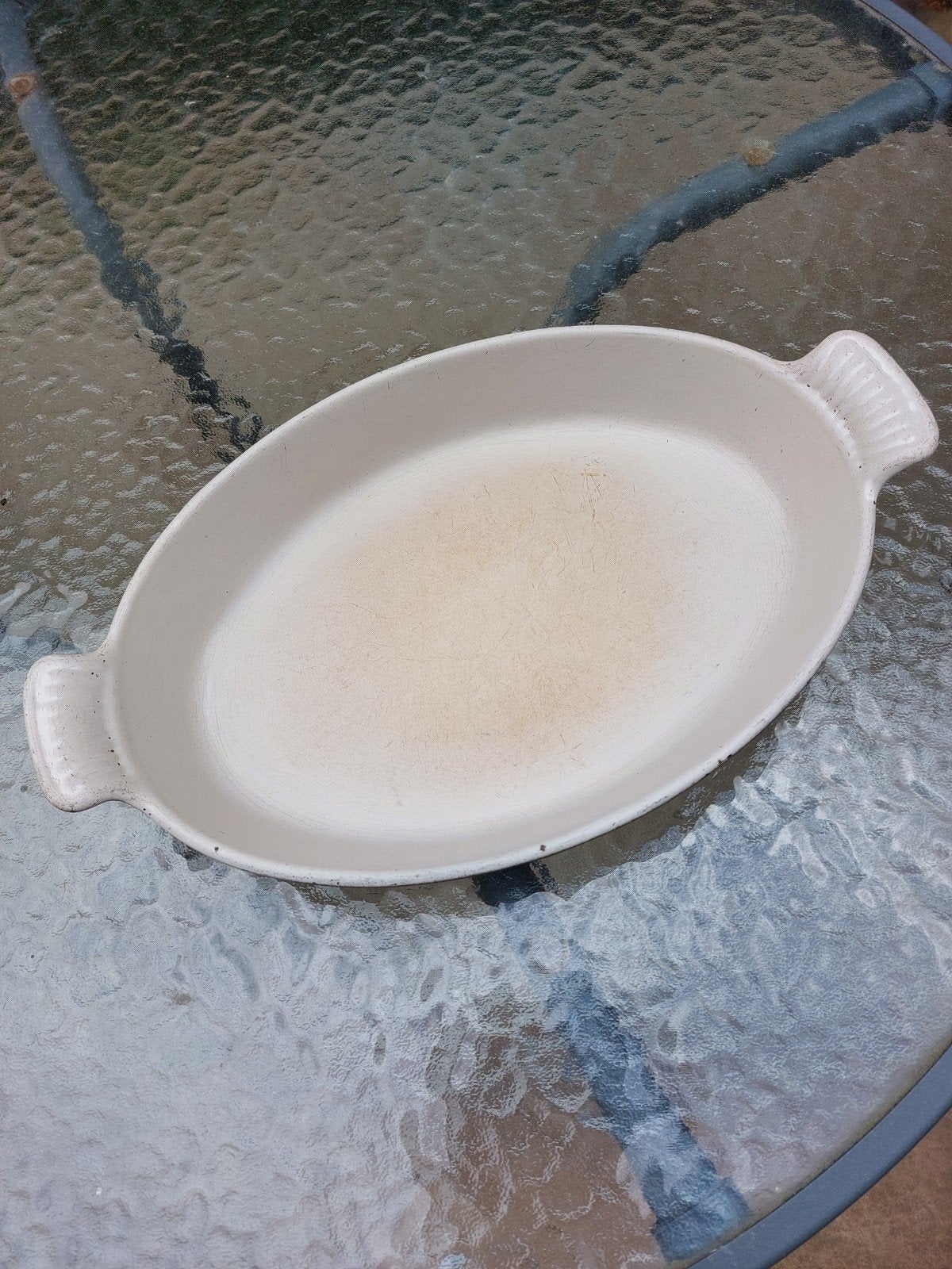 Ovalen gietijzeren ovenschaal. ( LE CREUSET) 32 cm, Ophalen of Verzenden, Gietijzer