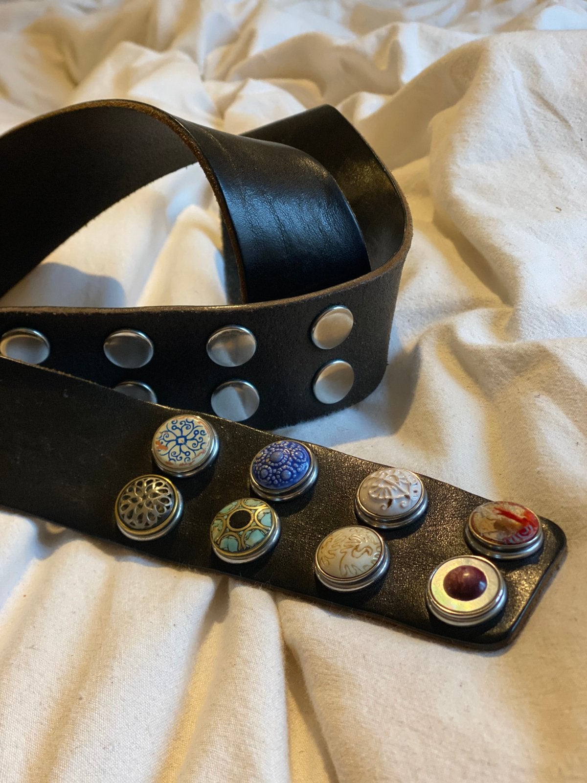 Mooie leren NOOSA riem met 8 chunks - 95 cm, Echt leder, 90 tot 100 cm, Ophalen of Verzenden, Gedragen