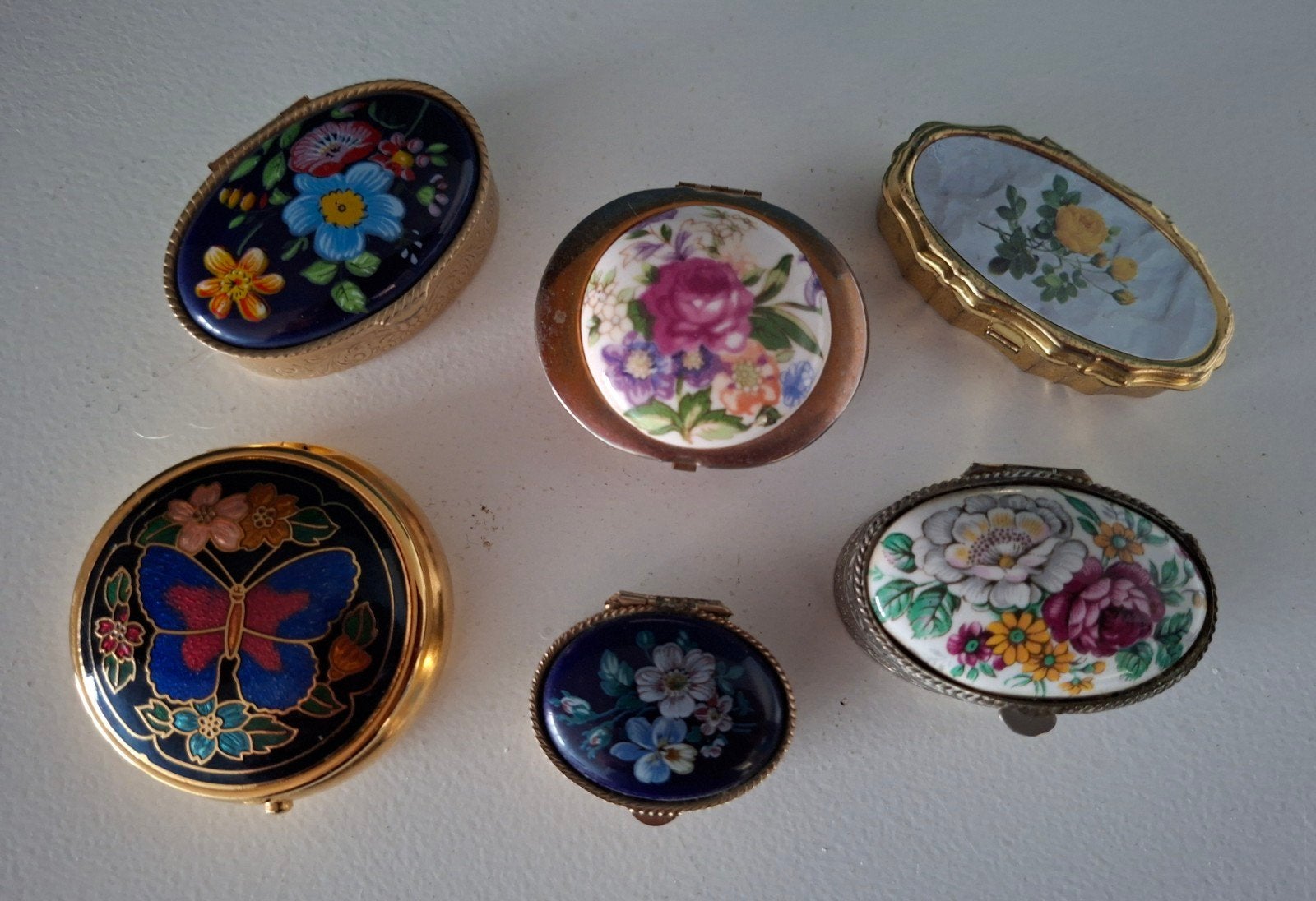 Zes vintage pillendoosjes, Ophalen of Verzenden