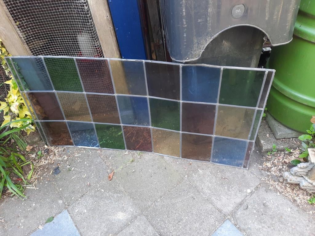 Groot glas in lood raam - 130x63cm, Ophalen, Gebruikt, Minder dan 80 cm, Glas in lood