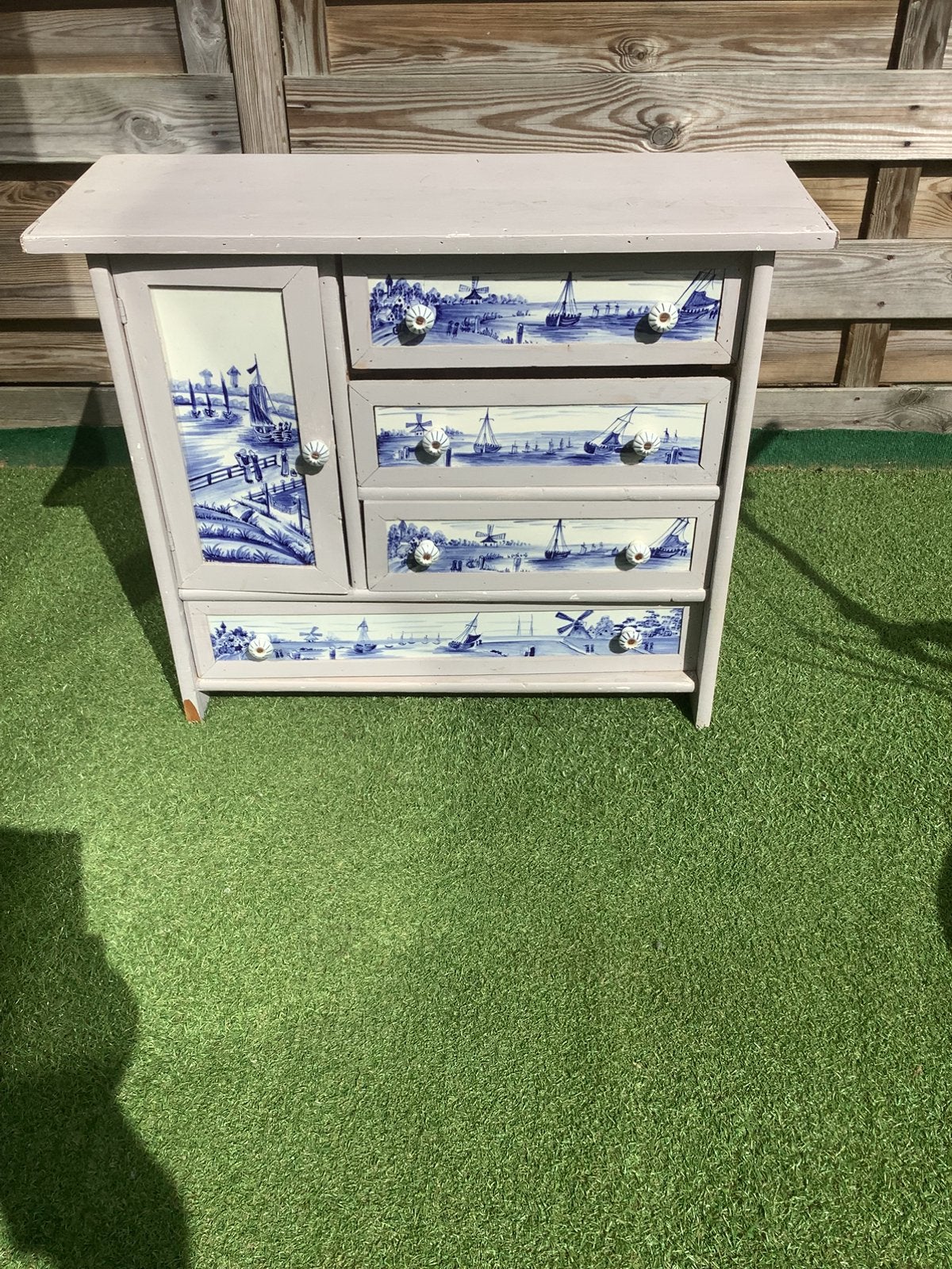 Uniek Delfts Blauw Kastje met Lades en Deurtje echte tegels, Ophalen