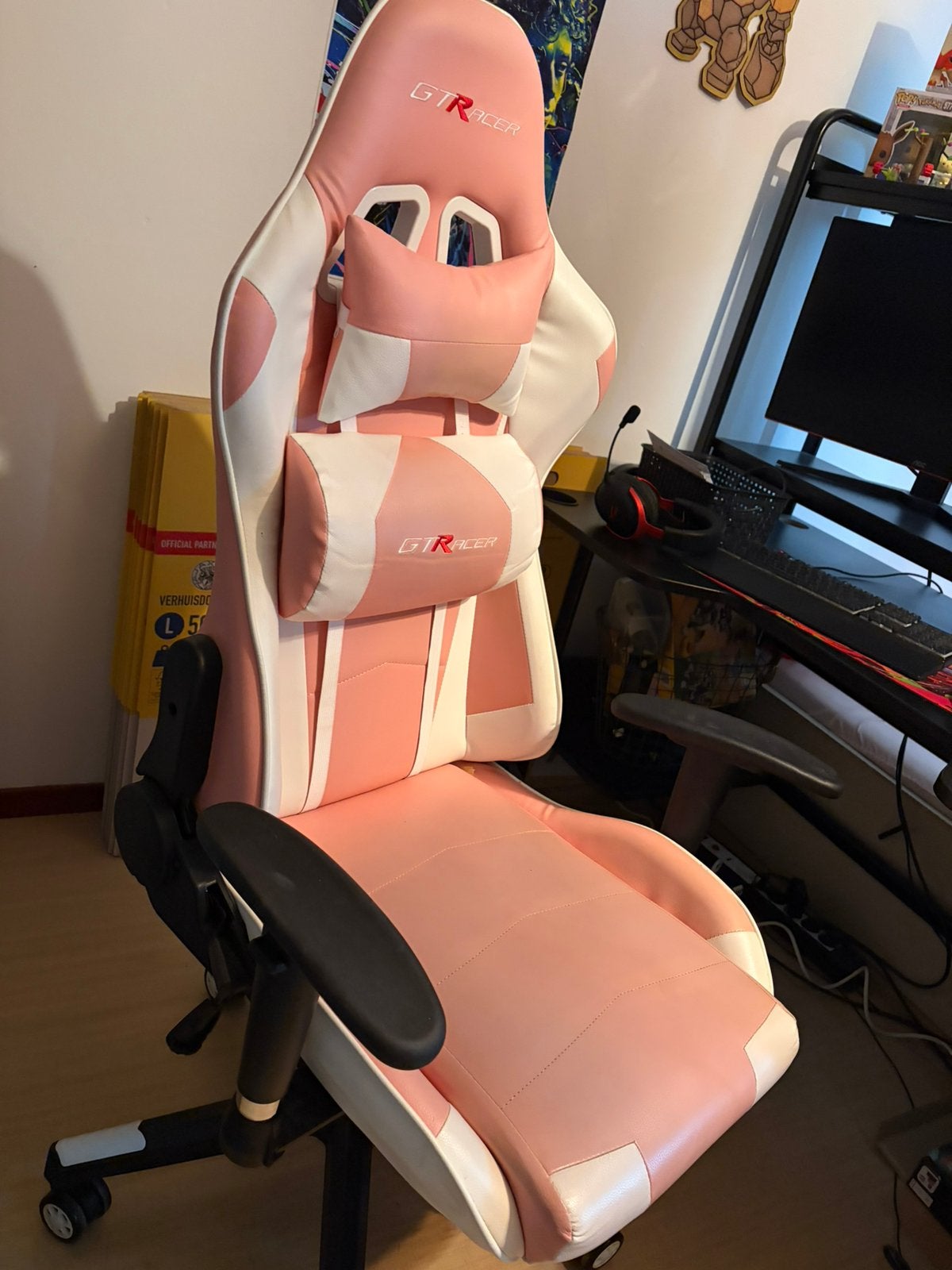 Roze gaming bureau stoel, Ophalen, Ergonomisch, Zo goed als nieuw, Roze