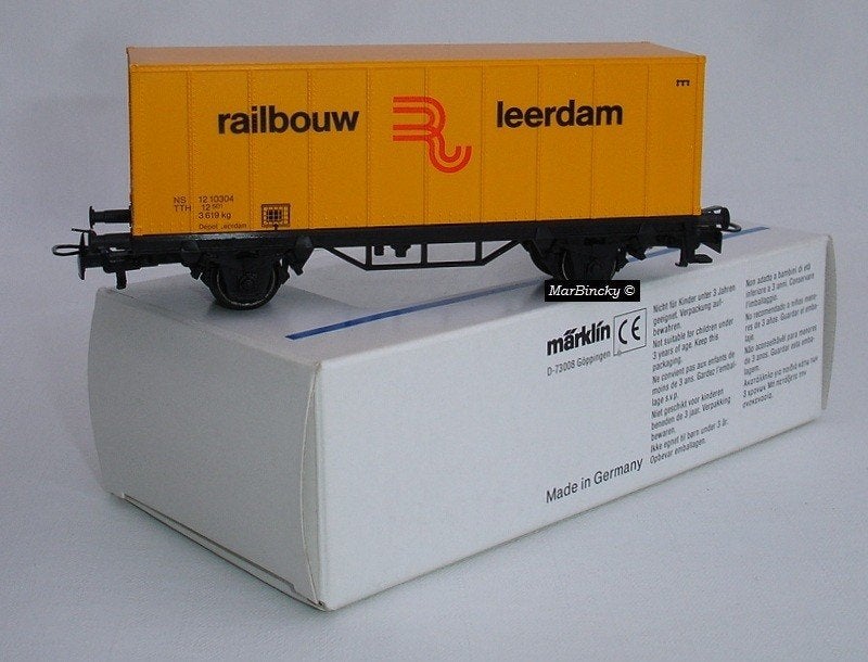 Märklin 4481 Railbouw Leerdam Containerwagen !, Gelijkstroom of Wisselstroom, Ophalen of Verzenden, Märklin, Nieuw