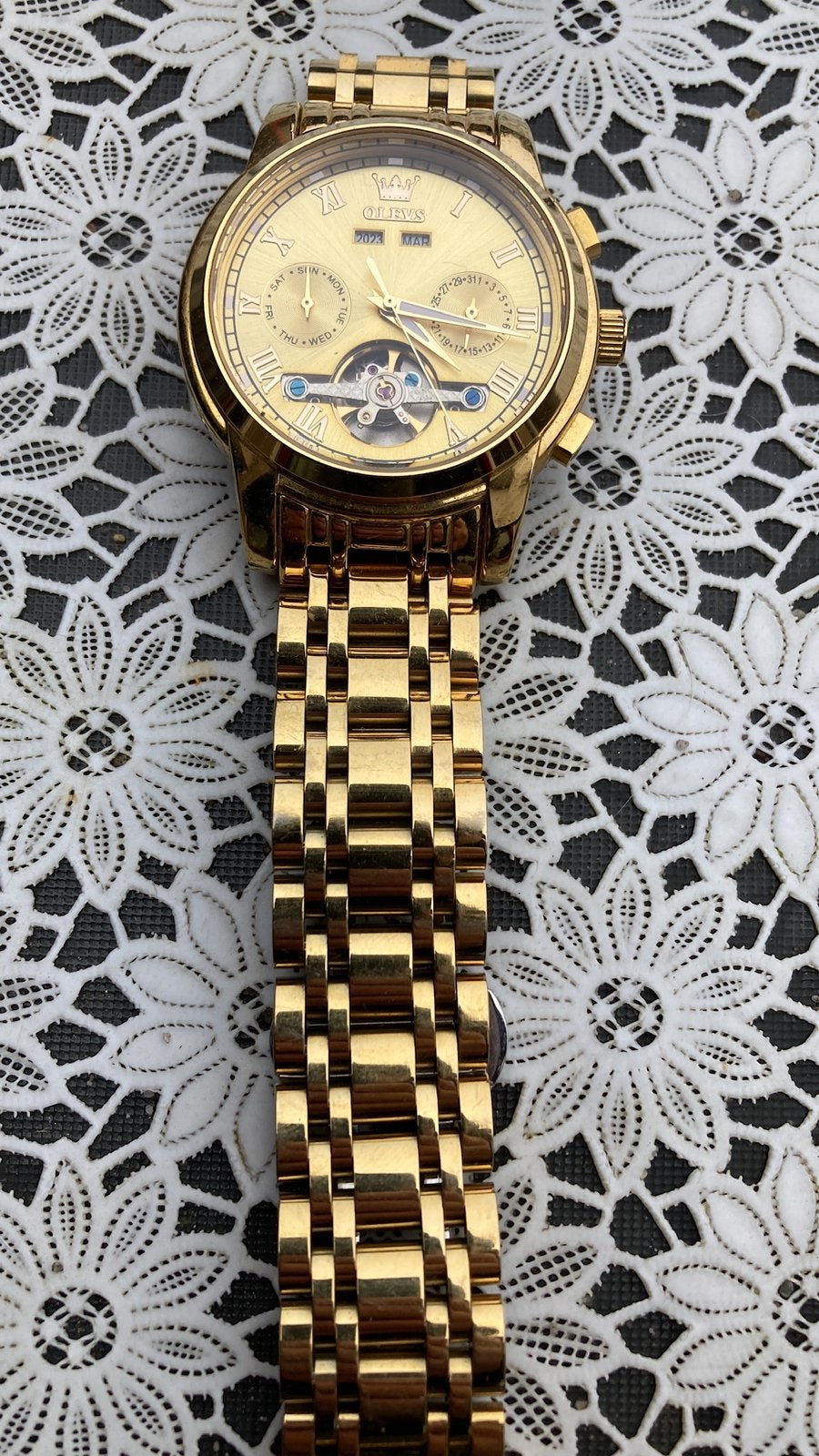 Qleys gouden horloge, Ophalen of Verzenden, Zo goed als nieuw, Goud, Overige merken