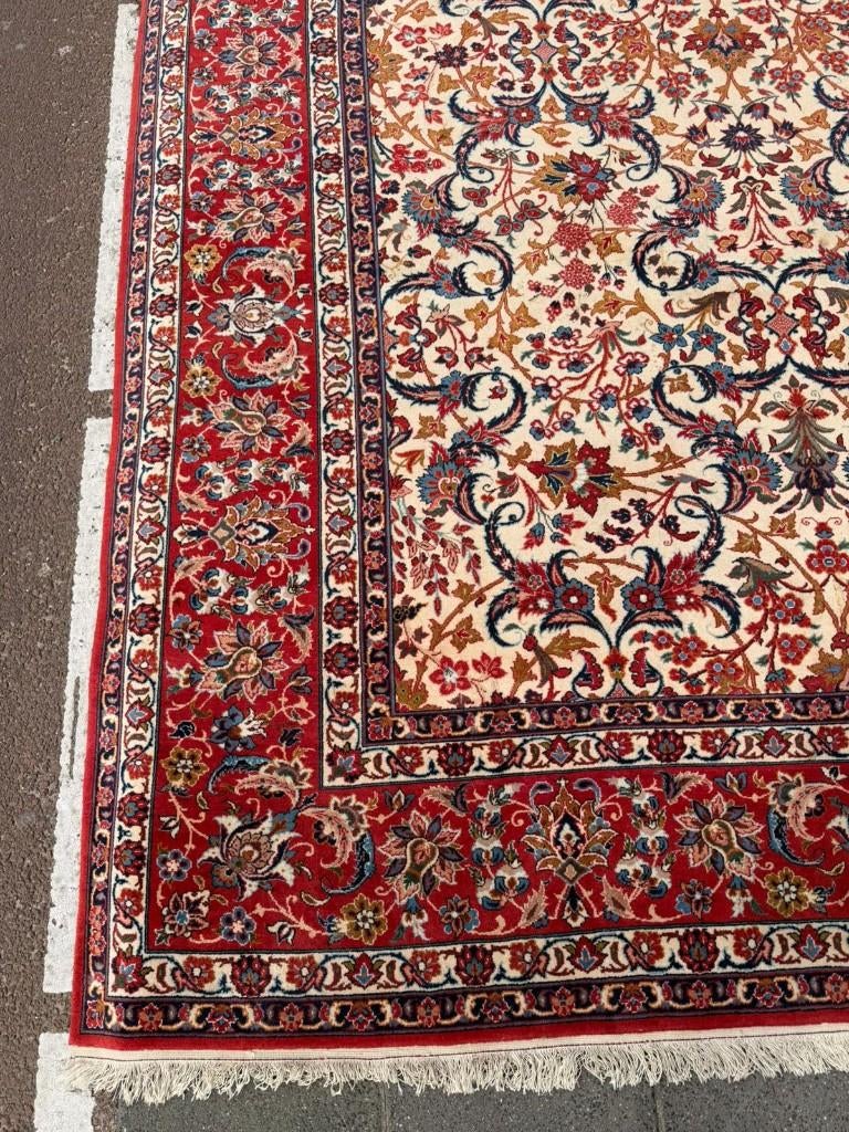 Perzisch Tapijt Isfahan ( Persian Carpet/ Rug ) 366 x 280 cm, Wol, 200 cm of meer, Ophalen of Verzenden, Zo goed als nieuw