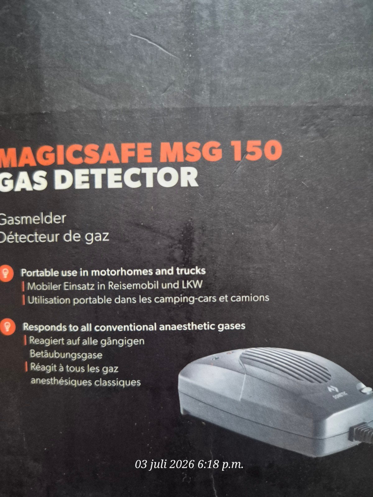 Dometic Gasmelder MSG150 12/24v, Ophalen of Verzenden, Zo goed als nieuw