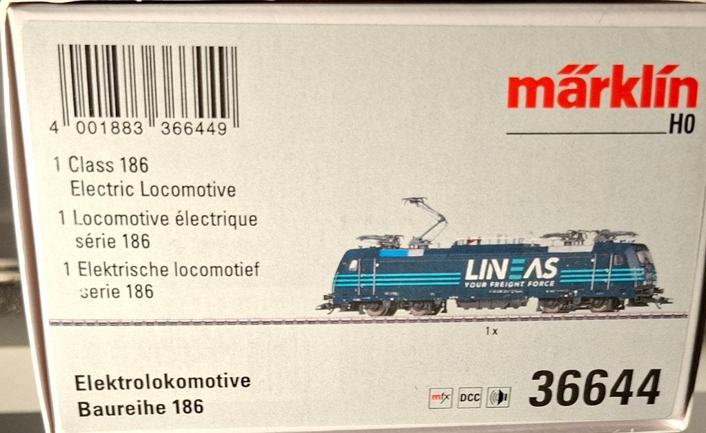 Märklin 36644 Lineas BR 186 MFX lok, Wisselstroom, Locomotief, Ophalen of Verzenden, Zo goed als nieuw