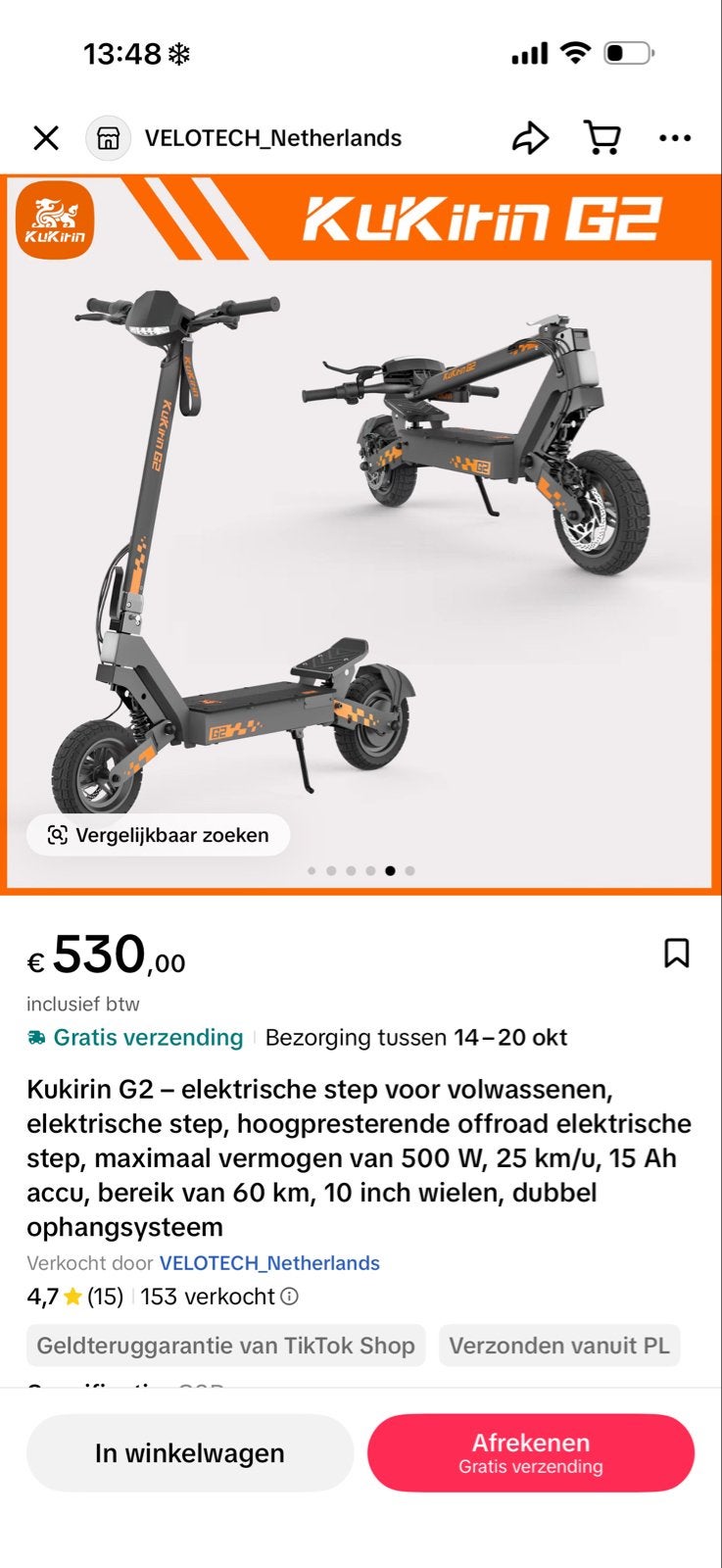 Kukirin G2 Pro Elektrische Step - Nieuw, Ophalen, Nieuw, Elektrische step (E-scooter)