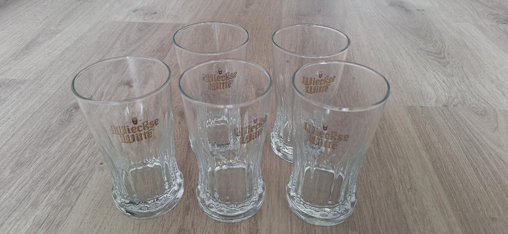 5 Wieckse Witte glazen, Ophalen of Verzenden, Zo goed als nieuw, Glas of Glazen, Overige merken