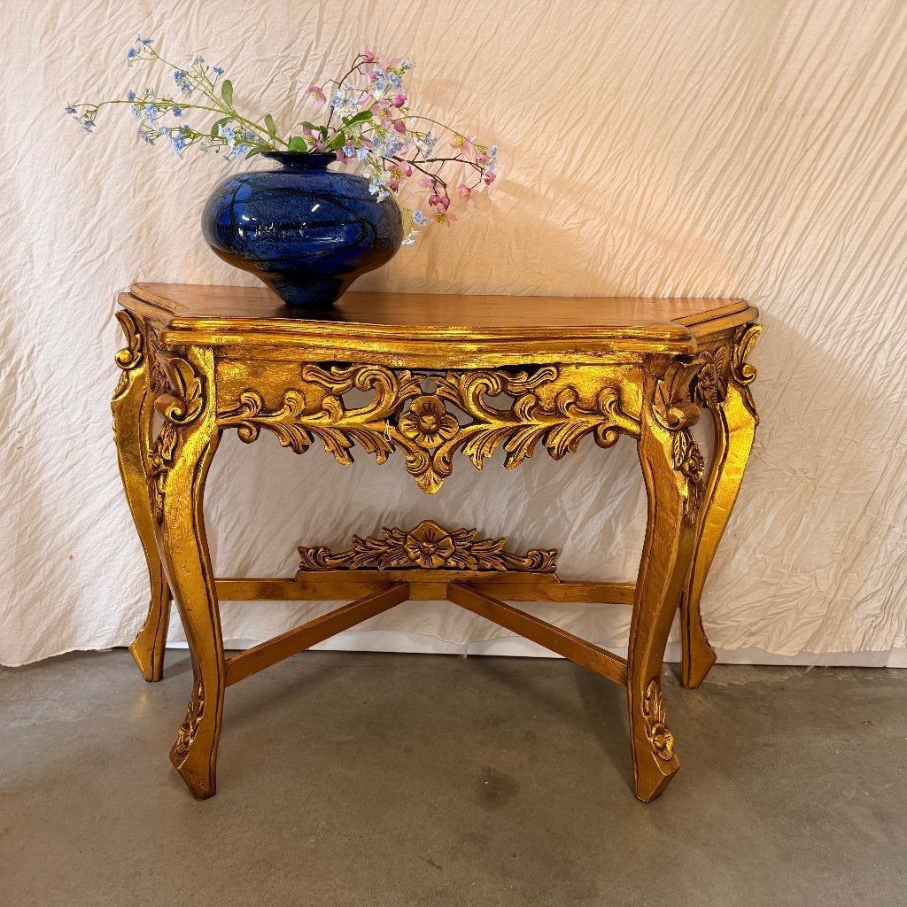 brocante sidetable - 110 x 45 cm - goud - Gratis bezorgd, TTM Wonen, Meubels – (Perzische) Tapijten en Woonaccessoires, 100 tot 150 cm