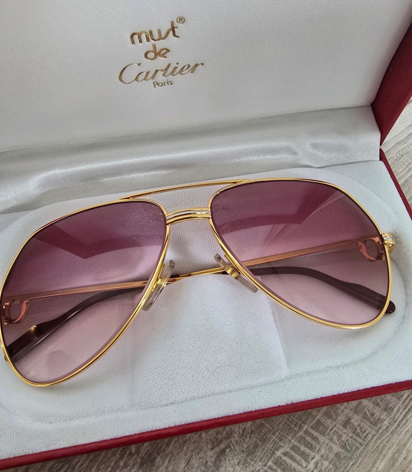 Gouden vintage Cartier Vendome LC bril - 59 14 140, Overige merken, Zonnebril, Geel, Nieuw
