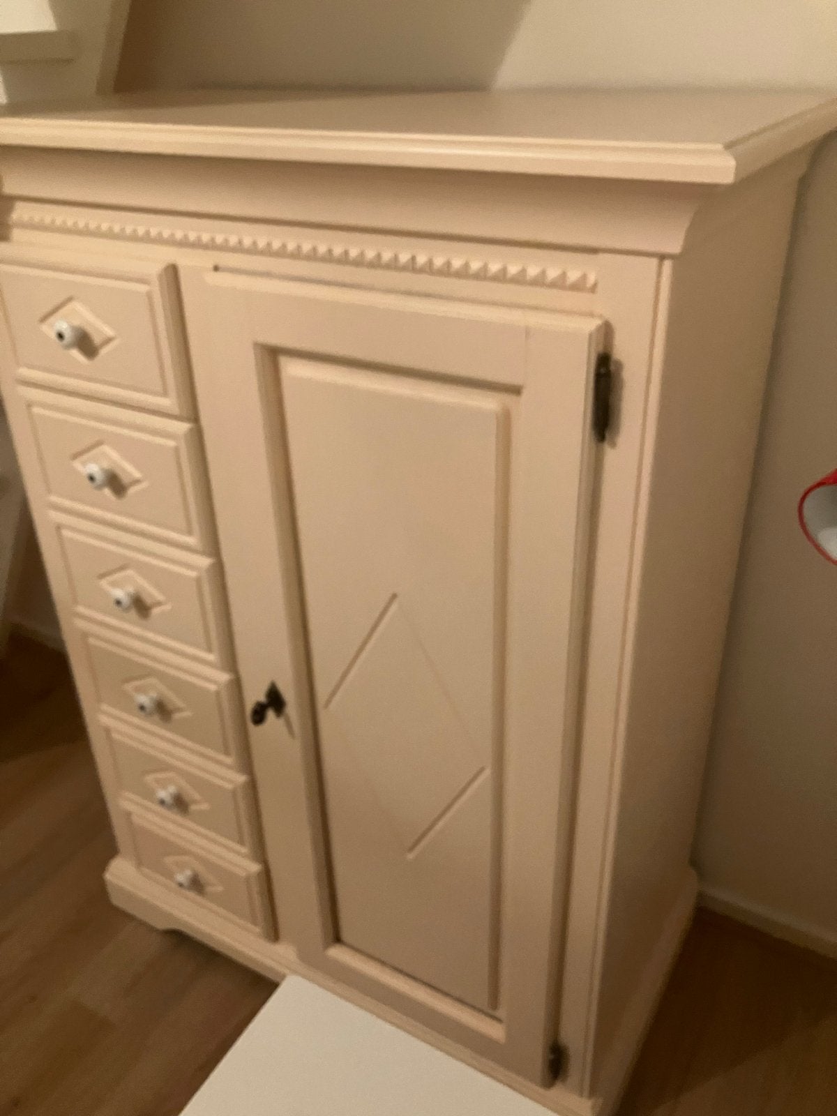 Lichtroze kast met lades en deur - 98x52x131cm, Ophalen of Verzenden