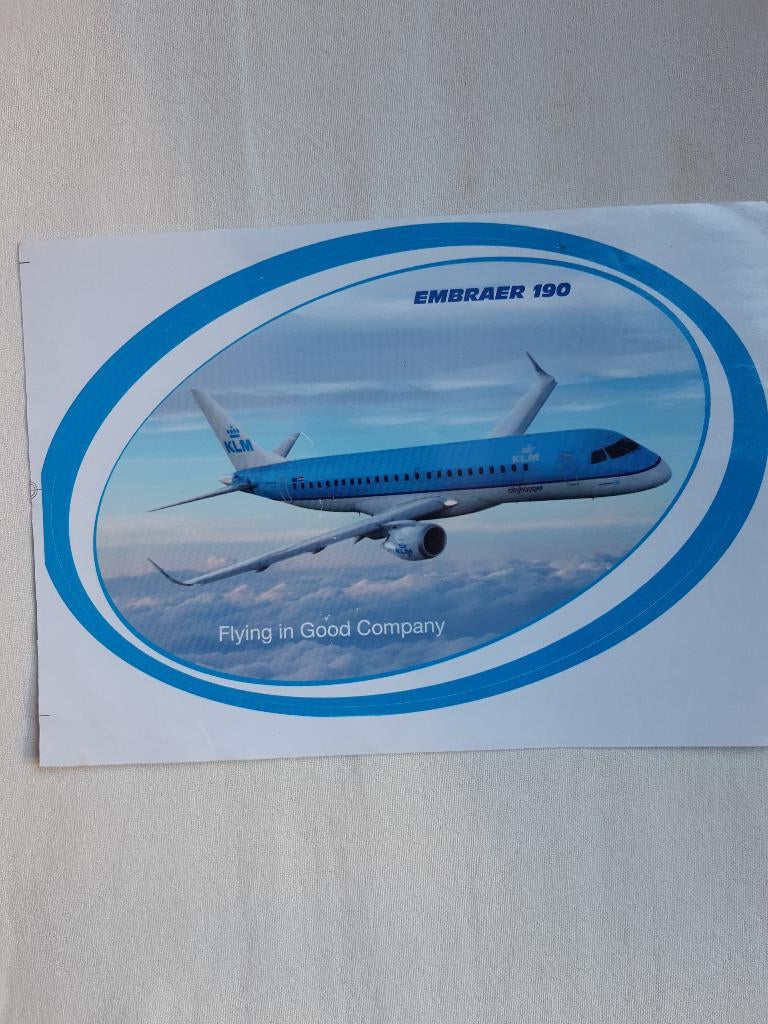 KLM  sticker  Embraer 190,, Ophalen of Verzenden, Nieuw, Overige typen
