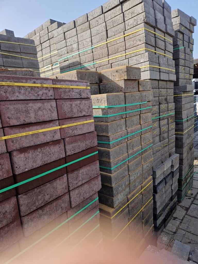 Dubbelklinker 21x21x8 brons, Ophalen, Nieuw, Beton, Terrastegels