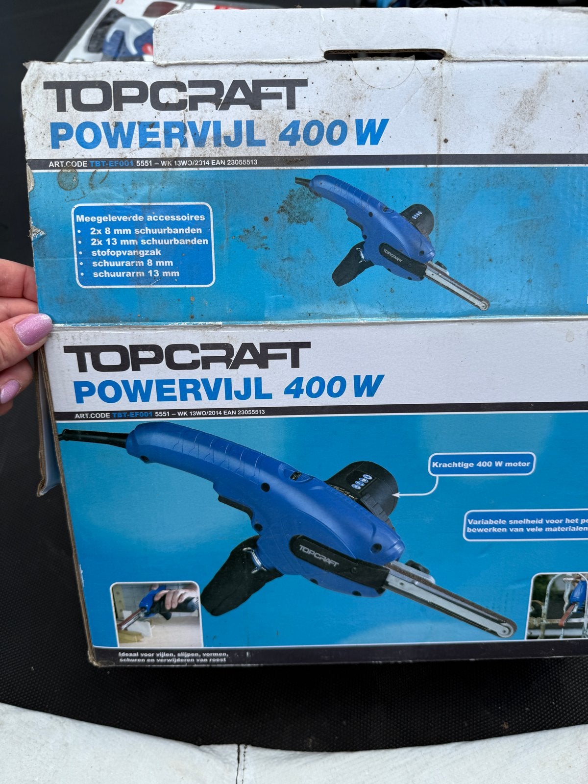 Topcraft Powervijl 400W - Bandschuurmachine, Ophalen, Gebruikt, Minder dan 600 watt, Bandschuurmachine