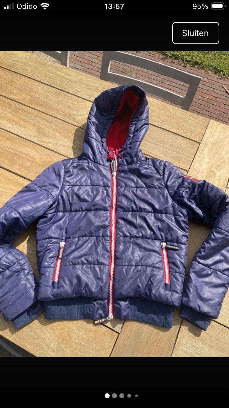 Superdry gewatteerde jas Blauw maat L, Ophalen of Verzenden, Gedragen, Maat 42/44 (L), Blauw