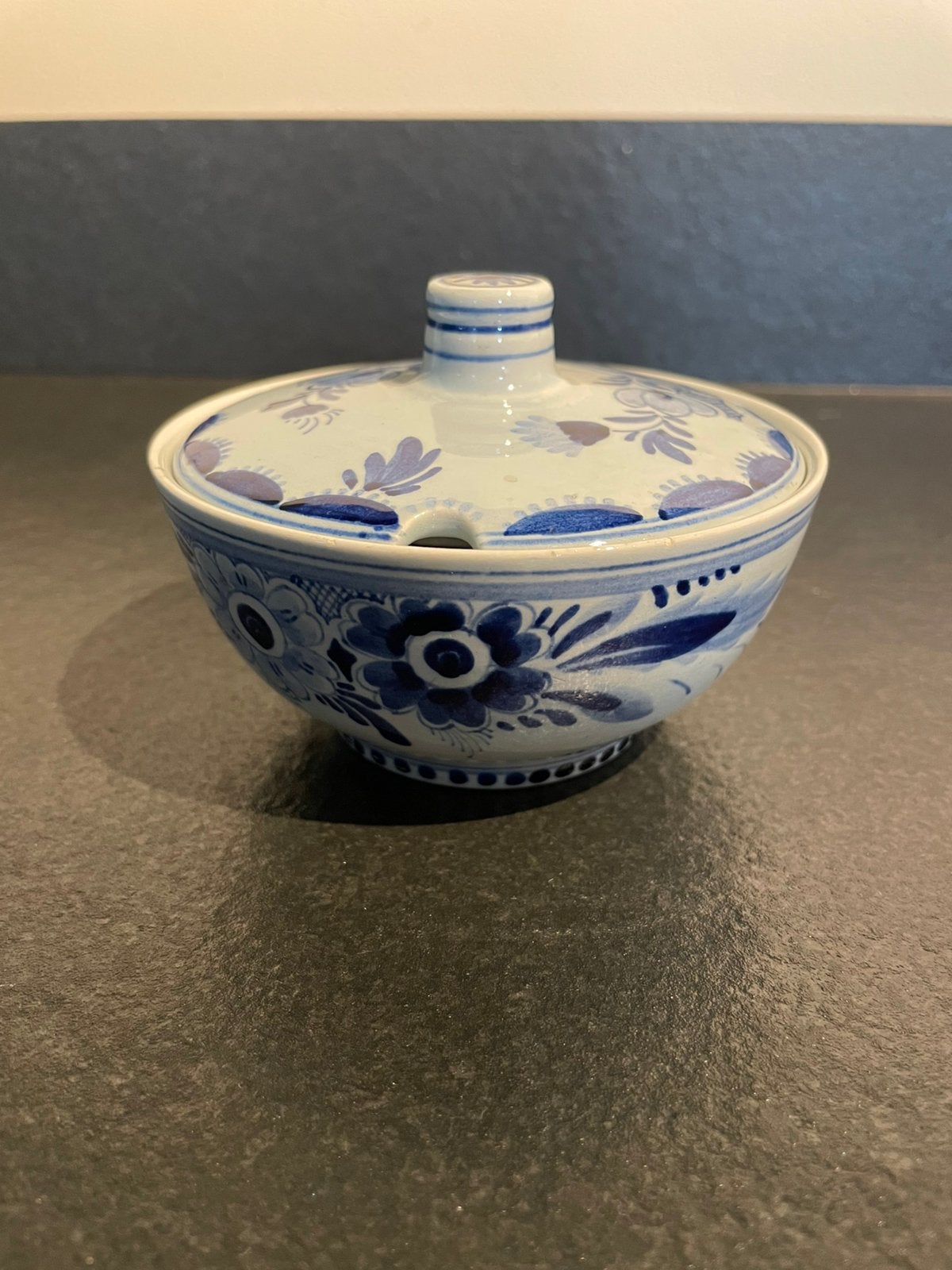 Suikerpot met deksel Delfts blauw, Ophalen