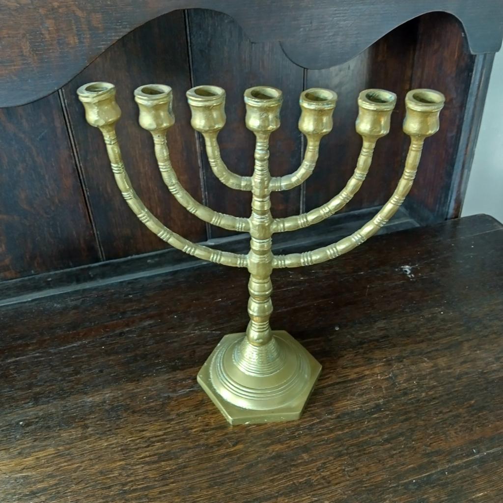 Antieke Messing Menora / Kandelaar met 7 Armen, Ophalen, Koper of Brons