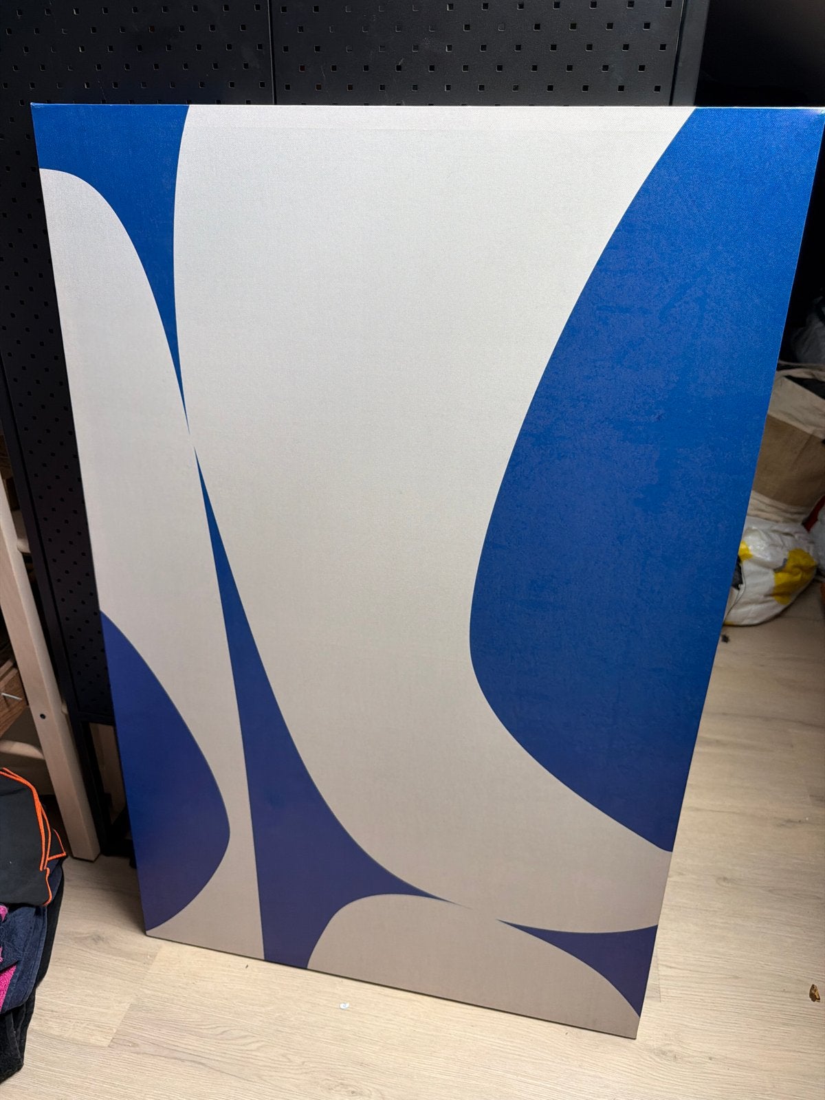 Modern Abstract Schilderij Blauw Wit Canvas, Abstract, Acrylverf, Ophalen of Verzenden, Op houten frame
