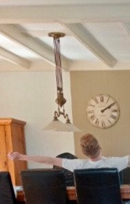dubbele hanglamp met melkglas, Ophalen of Verzenden, Zo goed als nieuw, Metaal
