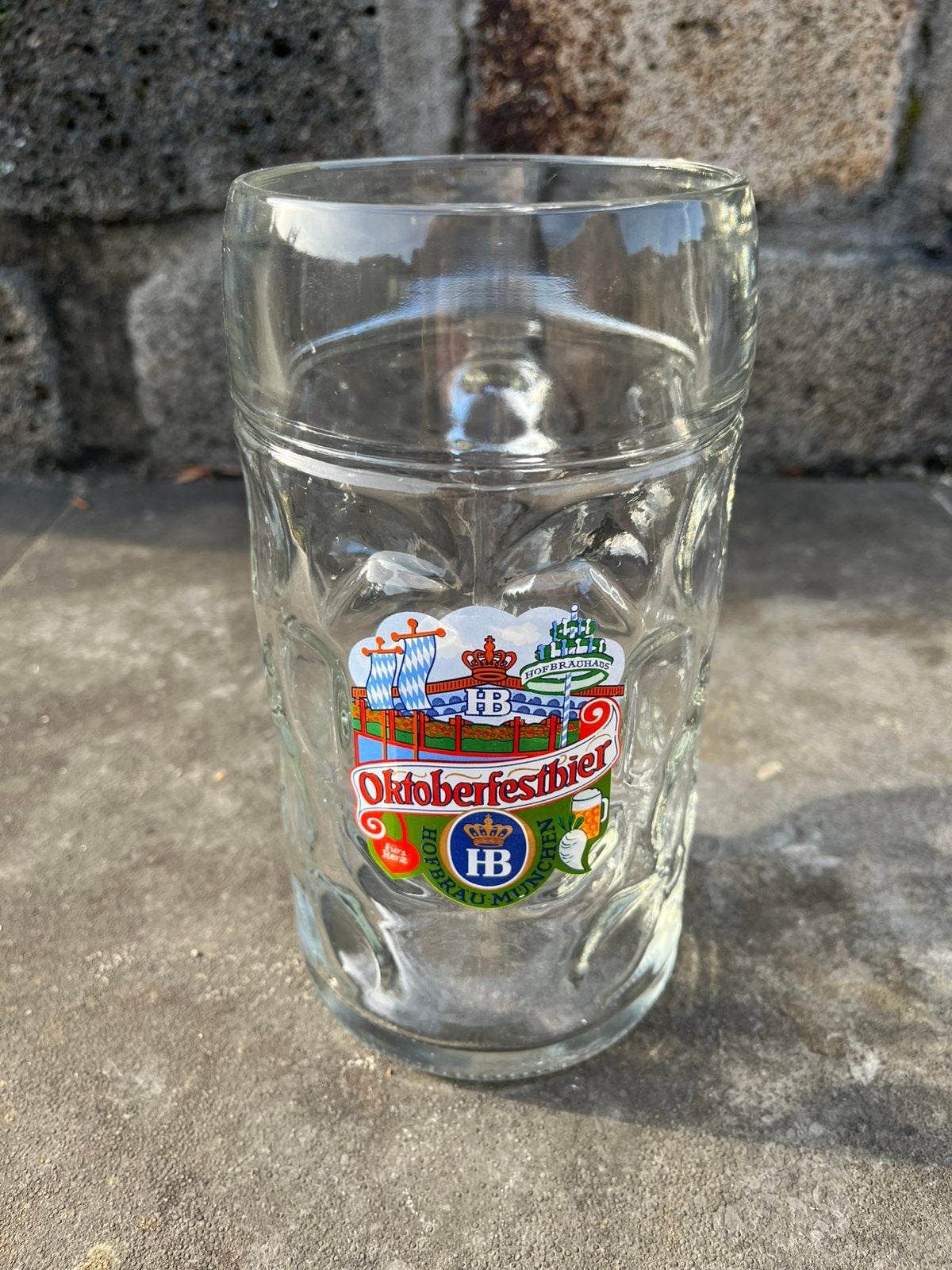 Vintage Hofbrau München Oktoberfestbier 1 liter bierpul, Verzamelen, Biermerken, Ophalen of Verzenden, Zo goed als nieuw, Glas of Glazen