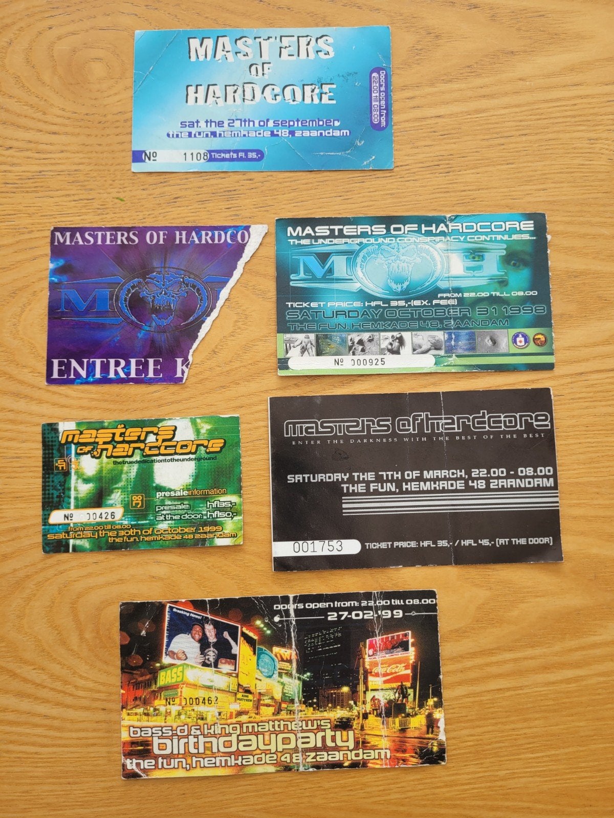 masters of hardcore tickets ( gabber thunderdome flyers ), Ophalen of Verzenden, Gebruikt