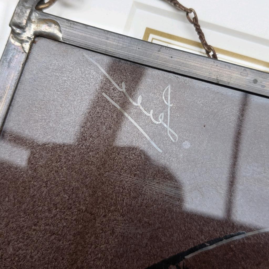 Vintage Glas-in-Lood Raamhanger / Wandpaneel | Gesigneerd |, Ophalen of Verzenden