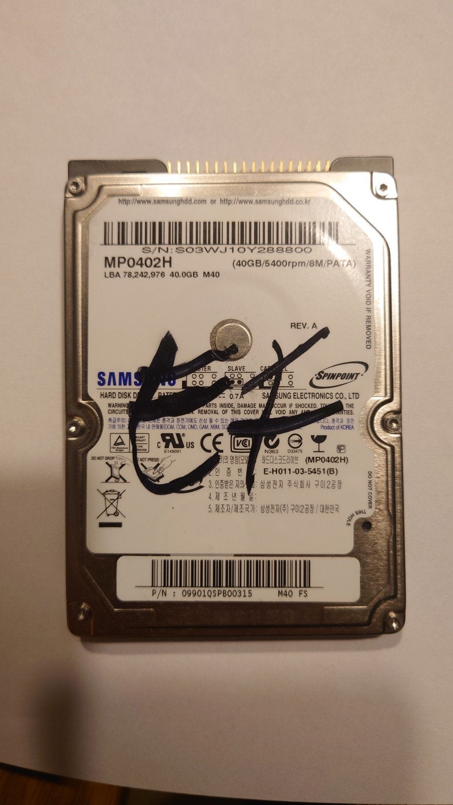Nieuwe Samsung 40GB 5400rpm 2,5" IDE laptop harddisk, Intern, HDD, Nieuw, Ophalen of Verzenden