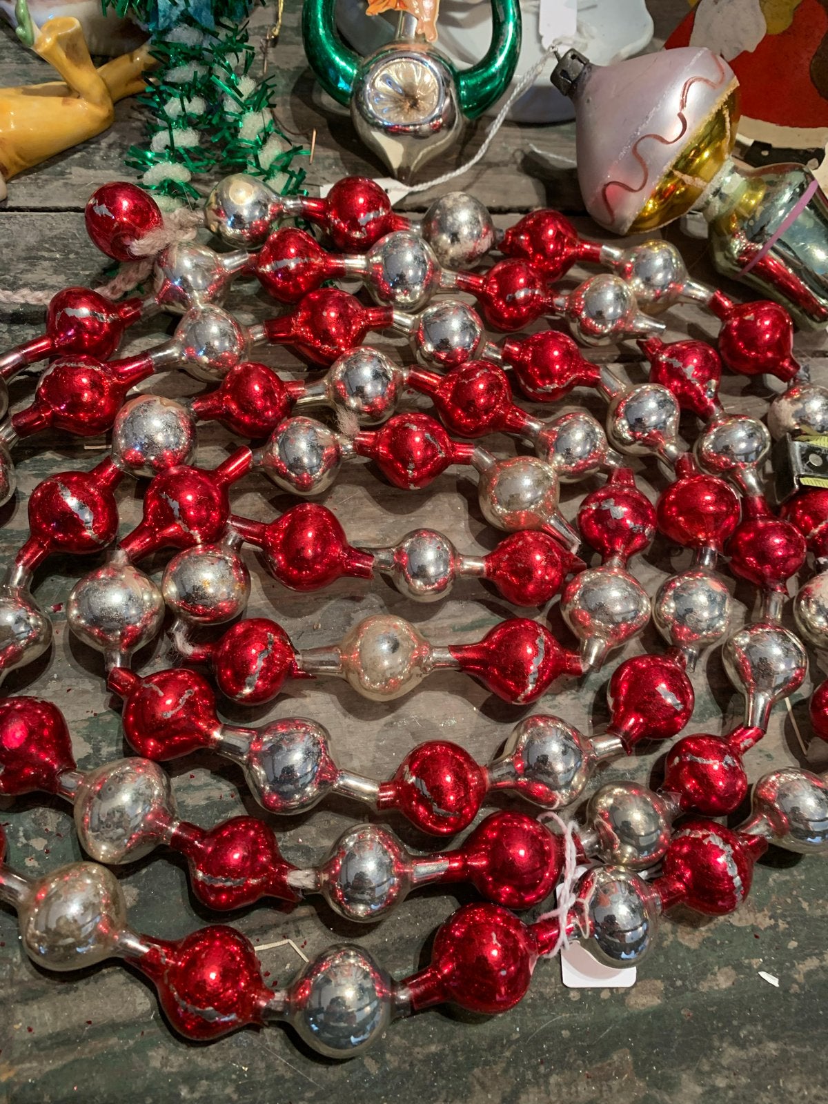 Antieke quirlander kralen ketting #kerst, Gebruikt, T, Ophalen of Verzenden, N