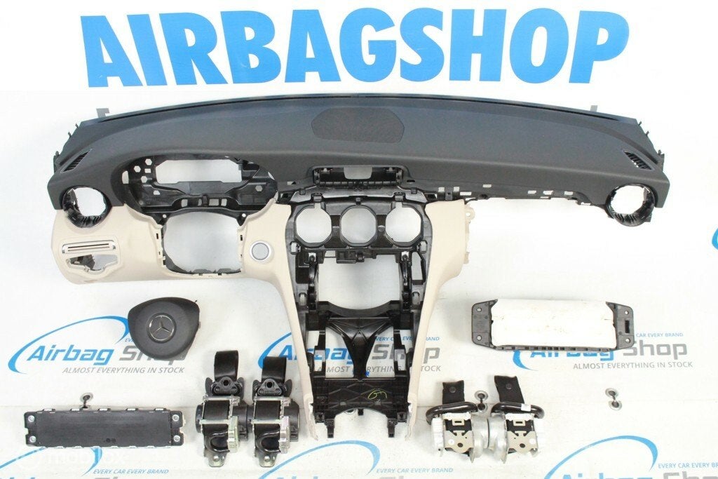 Airbag set - Dashboard zwart beige Mercedes C klasse W205, Gebruikt, Ophalen of Verzenden