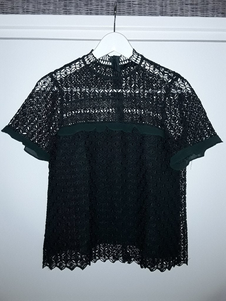 Zara Woman Donkergroen Kanten Top Maat S, Zara, Nieuw, Ophalen of Verzenden, Maat 36 (S)