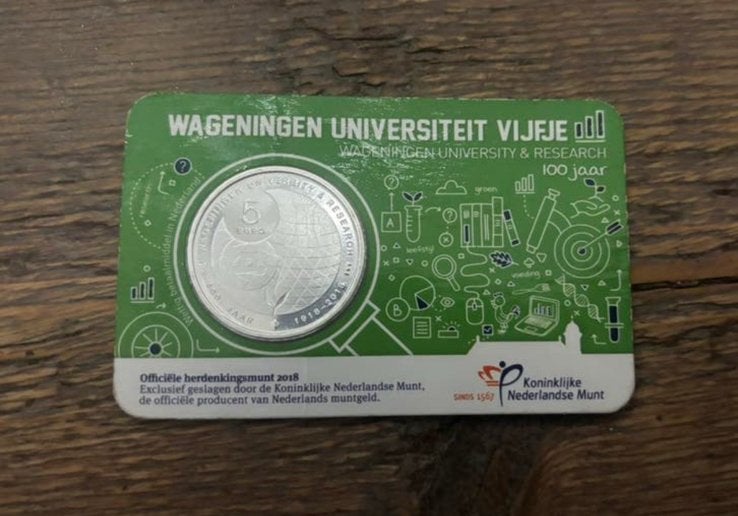 5 euro Wageningen Universiteit 2018 – coincard –, Ophalen of Verzenden, Koningin Beatrix, Euro's, Setje
