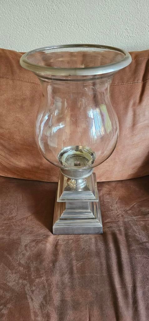 Mooi Aluminium Windlicht Met Afneembaar Glas, Ophalen, 25 tot 50 cm, Zo goed als nieuw, Metaal